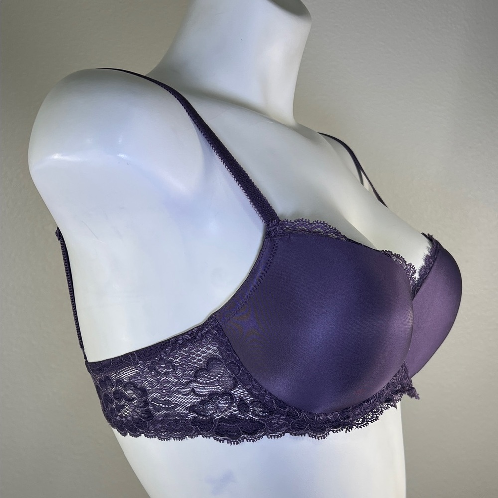 Victoria's Secret Deep Purple Dream Angels Lace / Lined Demi Underwire Bra 34C - Picture 3 of 10